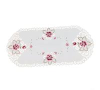 Jonikuper Oval Lace Tablecloth, Elegant White Oval Tablecloth, 16Inch x 33Inch Embroidered Lace Doily Floral Table Cover, for Home Kitchen Dining Room Decor