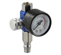 Jonikuper Pneumatic Pressure Regulator for Spray Machines - G1/4 Thread, 0-180 PSI Adjustable Air Pressure Control Valve with Integrated Gauge, Metal Construction, Silver/Blue/Black(B)