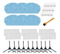 Jonikuper Replacement Parts Kit for MAMNV BR150/BR151 Robot Vacuum, Includes 10 Side Brushes, 6 Filters, 6 Mop Pads and 12 Water Tank Filter Cotton