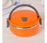 Jonikuper Stainless Steel Insulated Lunch Box 700ml Round Food Container for Kids School Travel Office Use Compatible with Dishwasher and Microwave(Orange)