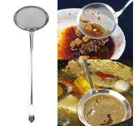 Jonikuper Stainless Steel Long Handle Mesh Strainer Colander Spoon for Kitchen Cooking and Soup Filtering with Fine Mesh and Heat Insulation Handle