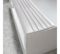 Jonikuper Stair Edge Trim Non-Slip 10FT Self-Adhesive Stair Nosing Protector for Indoor Outdoor Steps, Waterproof Vinyl Rubber Tread Edging Strip(White 10ft)