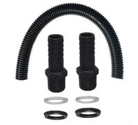 Jonikuper Water Butt Connector Pipe Link Kit 38mm for Connecting Two Water Butts or Rain Barrels with Flexible Hose and Fittings, Black(1m)