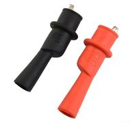 Jonikuper Wire Tips Clip Clamp Set (Red for + Black), 10A/1000V Insulated Electrical Probes for Multimeter, 79 mm Length, Rubber-Sheathed Metal Clips, 1 Pair(SKU)