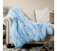 JONIYEAR Extra 2.8" Long Hair Fluffy Faux Fur Throw Blanket 50" x 60", Luxury Soft Decorative Fuzzy Furry Blankets for Couch, Cozy Plush Shaggy Blankets for Sofa Bed, Cute Lovely Blanket for Pet, Blue