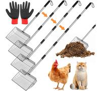 Jonkehai Chicken Poop Scooper 10inch Metal Extendable Metal Cat Litter Scoop 32 to 68" Long Chicken Coop Litter Scoop Litter Sifting Shovel Chicken Coop