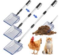 Jonkehai Chicken Poop Scooper 6inch Metal Chicken Coop Scoop Extendable Metal Cat Litter Scoop 23 to 42" Long Chicken Coop Litter Scoop Litter Sifting Shovel Chicken Coop