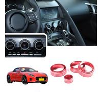 JONKOKO Aluminum Alloy AC Control Knob Ring Switch Volume Cover for Jaguar F-Type 2013-2023 Car Air Conditioner Volume Knob Cover Trim Car Accessories (Red)