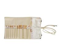 Jonlaki 10pcs Pearl White Portable Professional Makeup Blending Brushes Set with Storage Bag for Beauty Makeup Artists
