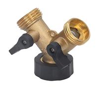 Jonlaki 2-Way Brass Hose Splitter with Plastic Valve Handle for Garden Watering 3/4in Thread