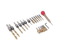 Jonlaki 20Pcs Gold Plating Countersink Drill Bit Set with High-Speed Steel Tap & Hex Wrench for Efficient Drilling