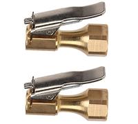 Jonlaki 2PCS Chuck Brass Internal Thread Tire Pump Nozzle Connector for Inflators with Locking Clamp/Holder for Tire Pressure Gauges