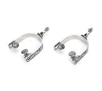 Jonlaki 2PCS Stainless Steel Cowboy Spurs with Elegant Engraving, Smooth Ride Control for Horseback Riding & Competition - Durable, Polished Finish for Men and Women Ride