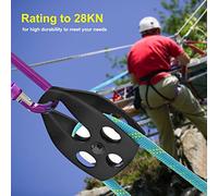 Jonlaki 32KN Pulley Single Sheave with Swing Plate for Climbing, Ski, and Lifting (Black (with bearings))