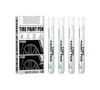 Jonlaki 4 Pack White Tire Paint Marker Pen Oil-Based Fade- Fast Drying with Innovative Valve Design for Auto Rubber Tyre Tread Graffiti Tracing
