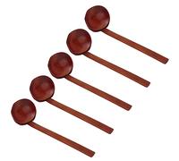 Jonlaki 5 Pcs Japanese Wooden Spoons Set, Sturdy Handcrafted Lightweight Kitchen Utensils, for Cooking and Gift Giving (Old Paint Color Non-Porous Model)