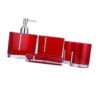 Jonlaki 5PC/Set Acrylic Bathroom Accessories - Bath Cup，Bottle，Toothbrush Holder，Dish - Luxury for Master Bathroom or Guest Use