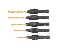 Jonlaki 5Pcs Countersink Drill Bit Set - High-Speed Steel /4in Hex Shank Tool Kit for Woodworking Projects