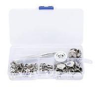 Jonlaki 62Pcs Stainless Steel Self- Snap Fastener Kit with Mounting Tools and Storage Box for Crafts & Repairs