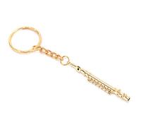 Jonlaki Beautiful Brass Flute Keychain Musical Instrument Key Gift Decorative Ornament in Gold
