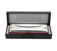 Jonlaki Blues Harmonica 10-Hole Mouthorgan Ab Key Portable Wind Instrument High Gloss (Red)