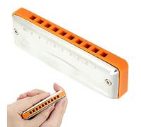 Jonlaki Blues Harmonica 10 Holes Mouthorgan Bb Key Stainless Steel ABS with Ergonomic Design and Beginners (Orange)