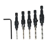Jonlaki Countersink Bit, Countersink Drill Bit with Hex Wrench 5 Pcs Steel Countersink Drill Bit Set for Woodworking