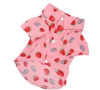 Jonlaki Cute Strawberry Print Dog Summer Shirts with Turn Down Collar and Snap Design for Comfortable Outdoor Wear (XL)