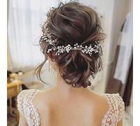 Jonlaki Elegant Bridal Pearl Headpiece Soft Chain Decoration for Weddings, Parties, and Special - 50cm Gold (Silver)