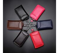 Jonlaki Fashion Genuine Leather Zipper Key Holder Pouch with Large Hook for Car Keys and (Black)