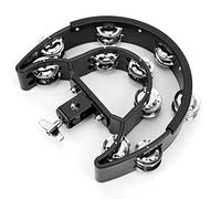 Jonlaki Half Moon Tambourine with Metal Jingles Double Row Handheld Musical Instrument for Drummers and Percussionists -66 (Black)