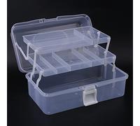 Jonlaki Plastic Foldable Three-Layer Storage Box with Ergonomic Handle and Lockable Design for Tools, Medicines, Small Items (Transparent)