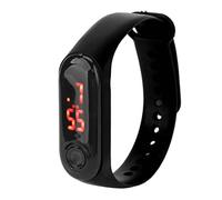 Jonlaki S Electronic Watch with LED Display and Comfortable Silicone Band - Sports Accessory for Kids in Red (Black)