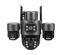 Jonlaki Smart Security Camera, 6MP 3 Lens Solar Powered Outdoor Camera with 360° Panoramic View and AI Human Detection, WiFi 6 Support, Color Night, 2 Way Audio, IP66, for Home