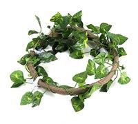 Jonlaki Snake Climbing Branch 3.28ft Bendable Reptile Vine with Realistic Green Ivy Leaves for Bearded Dragons, Lizards, Geckos & Snakes - Natural Habitat Decor Enhancing