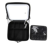 Jonlaki Travel Makeup Bag with LED Light and 3 Color Settings, Cosmetic Case with Mirror for Women