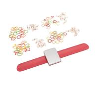 Jonlaki Versatile Magnetic Pin Holder Wristband Sewing Pincushion with 4 Stitch Markers - Comfortable and Stylish Crafting Accessory in Red (Red)