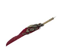 Jonlaki Vintage Quill Pen and Ink Set with Sealing Wax Stamp Kit - Elegant Handwriting Tools for DIY Letters, Invitations, and Gifts in Blue (Wine Red)