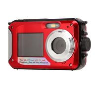 Jonlaki Water Digital Camera, 2.7K 48MP Dual Screen Underwater Camera with 2.7 Inch LCD Display and 1.8 Inch Selfie Screen, for Snorkeling and Vacation (Red)