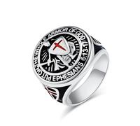 jonline24h Knights Templar Full Armor of God Ring for Men - Stainless Steel Ephesians 6:13-17 Engraved Red Cross Crusader Jewelry, Christian Spiritual Warfare Gift, Stainless Steel, No Gemstone