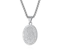 jonline24h Saint St Michael Christopher Jude Benedict Joseph Anthony Francis Patrick Medal Stainless Steel Chain Link 24inch Necklace for Men Women Black Gold Silver, Standard, Stainless Steel, No