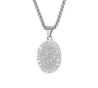 jonline24h Saint St Michael Christopher Jude Benedict Joseph Anthony Francis Patrick Medal Stainless Steel Chain Link 24inch Necklace for Men Women Black Gold Silver, Standard, Stainless Steel, No
