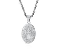 jonline24h Saint St Michael Christopher Jude Benedict Joseph Anthony Francis Patrick Medal Stainless Steel Chain Link 24inch Necklace for Men Women Black Gold Silver, Standard, Stainless Steel, No