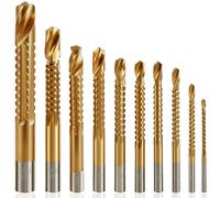 JONMON 10 Pack 3-13mm Titanium Coated HSS Serrated Twist Drill Bits Set | Hole Enlarging, Grooving Tools for Wood, Plastic And Soft Metal, Fit 1-2mm Thin Wood Slotting/Cutting