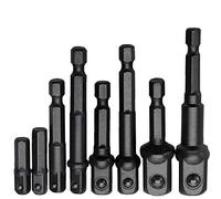 JONMON Impact Socket Adapter Set - 1/4 Inch Quick Change Hex Shank Extension Square Driver Drill Bit to Drive 1/4" 3/8" 1/2" Adapters Power Hand Tools for Cordless Drill CR-V Nut Driver, 8Pcs