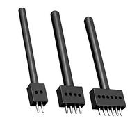 JONMON Prong Punch Tool Set - 3pcs 5mm Leather Row Round Hole Tooth Punch Tool, 2/4/6 Prong Circular Cut Lacing Stitching Chisel DIY Leathercraft Punching Accessories Kits for Leather Craft Supplies