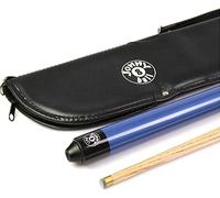 Jonny 8 Ball 42” Inch Blue Jet Junior 2 Piece Ash Snooker Cue with Soft Carry Case - 9mm Leather Tip, Compact Design