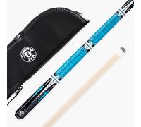 Jonny 8 Ball HARPOON 58 Inch 2 Piece Centre Joint American Pool Cue with Birch Shaft and 13mm Layered Leather Tip (Blue Cue with Soft Case)