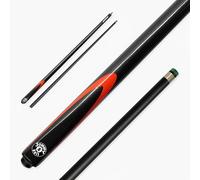 Jonny 8 Ball Inferno 57 Inch 2 Piece Centre Joint Graphite Fibreglass Low Deflection Snooker and Pool Cue with 9.5mm Layered Green Tip (Black)