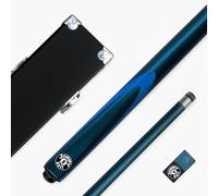 Jonny 8 Ball Inferno 57 Inch 2 Piece Centre Joint Graphite Fibreglass Snooker and Pool Cue and Case Set with 9.5mm Layered Green Tip, Black Hard Case and 2 x Chalks (Blue)